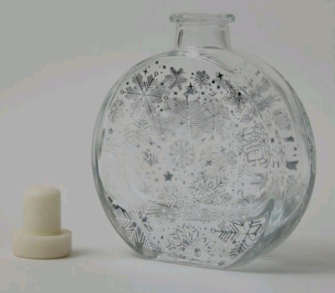 Mazaroma's 4x Pack of Clear Christmas Snowflakes Design Circle Reed Diffuser Bottles - MAZAROMA