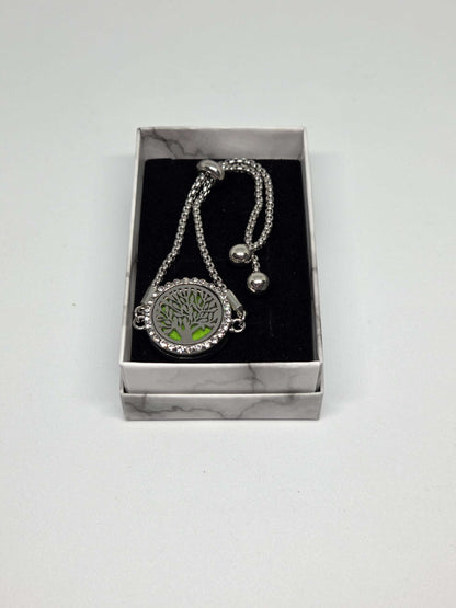 Silver coloured perfume diffuser bracelet with extended branches tree design - MAZAROMA