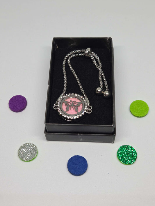 Silver coloured perfume diffuser bracelet butterfly design - MAZAROMA