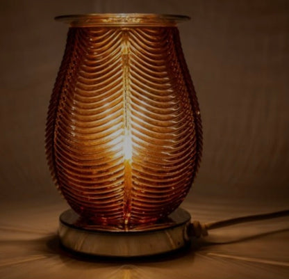 Mazaroma's Electric Amber Ribbed Glass Wax Burner - MAZAROMA