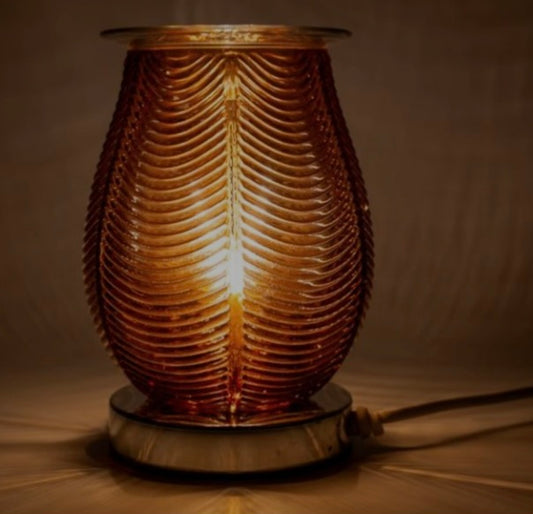 Mazaroma's Electric Amber Ribbed Glass Wax Burner - MAZAROMA