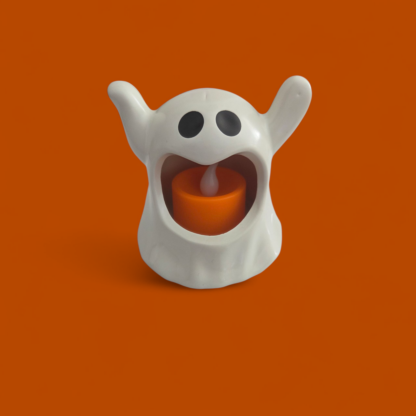 Halloween Plastic White Ghost LED Tealight Decoration - MAZAROMA