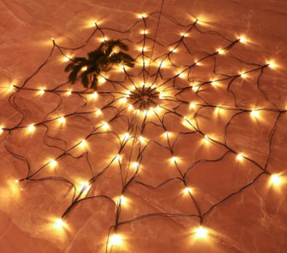 Halloween Spider Web String Lights Available in Purple and Orange - MAZAROMA