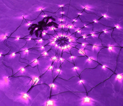 Halloween Spider Web String Lights Available in Purple and Orange - MAZAROMA