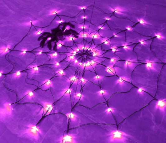 Halloween Spider Web String Lights Available in Purple and Orange - MAZAROMA