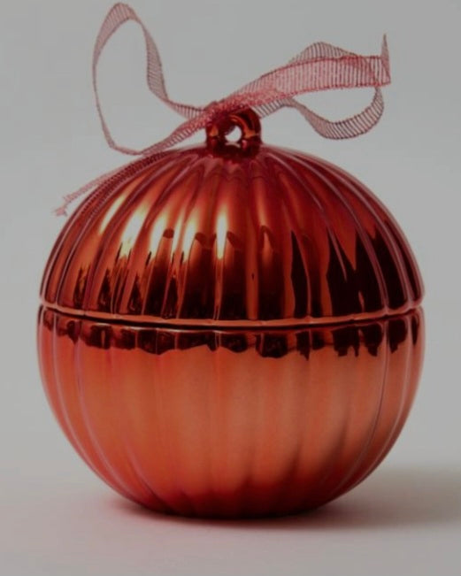 Mazaroma's Red Christmas Bauble Ornament / Candle Holder with Removable Lid - MAZAROMA