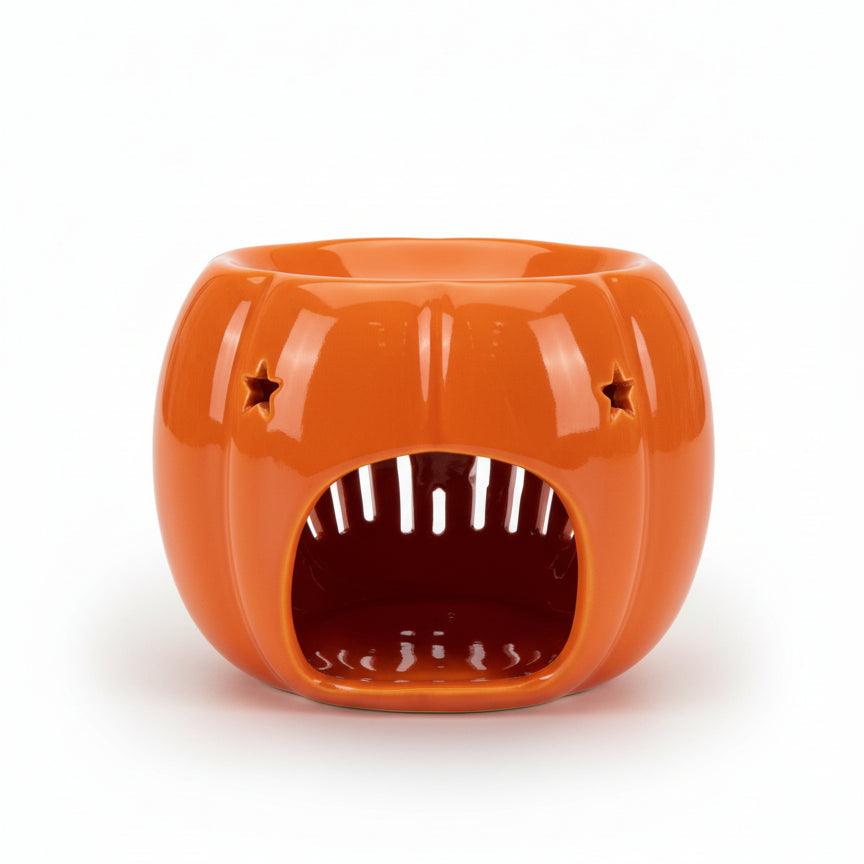 Halloween Pumpkin Ceramic Tealight Wax Melt/Oil Warmer with 'Hello Autumn' Detail - MAZAROMA