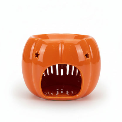 Halloween Pumpkin Ceramic Tealight Wax Melt/Oil Warmer with 'Hello Autumn' Detail - MAZAROMA