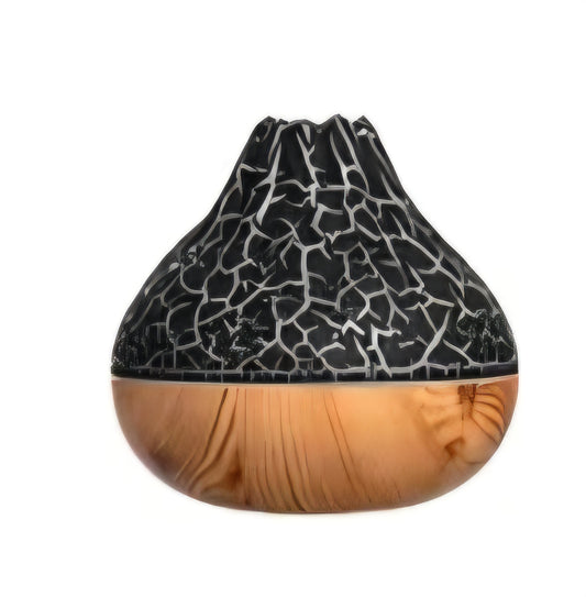 Mazaroma's Black And Wooden Style Volcanic Electric Home Diffuser and Humidifier With Multicoloured Changing Light 300ml - MAZAROMA