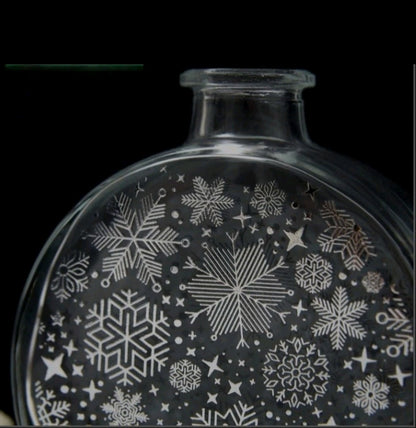 Mazaroma's 4x Pack of Clear Christmas Snowflakes Design Circle Reed Diffuser Bottles - MAZAROMA