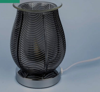 Mazaroma's Electric Black Ribbed Glass Wax Burner - MAZAROMA