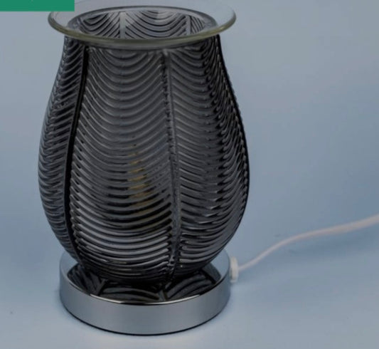 Mazaroma's Electric Black Ribbed Glass Wax Burner - MAZAROMA