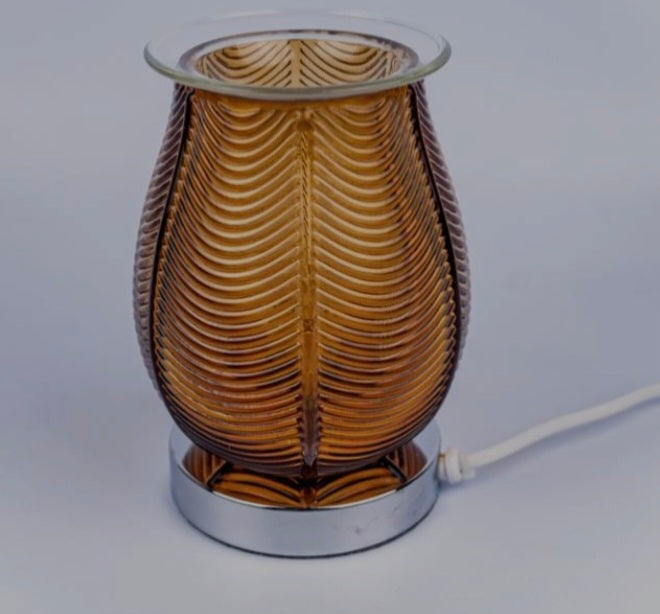 Mazaroma's Electric Amber Ribbed Glass Wax Burner - MAZAROMA