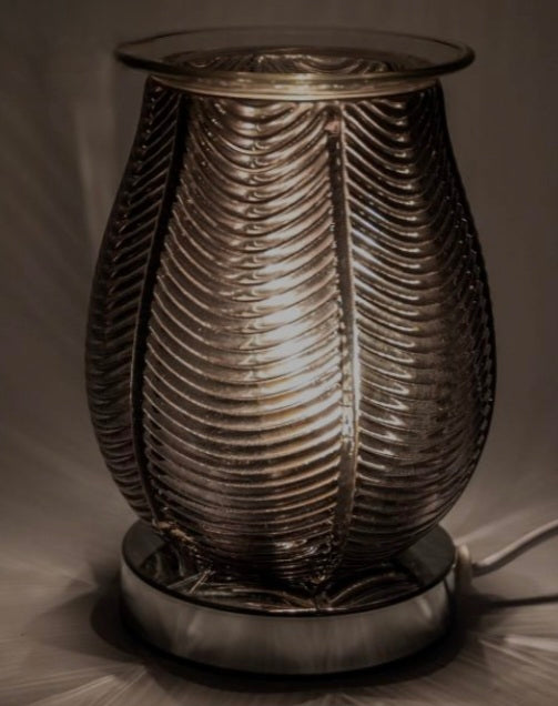 Mazaroma's Electric Black Ribbed Glass Wax Burner - MAZAROMA