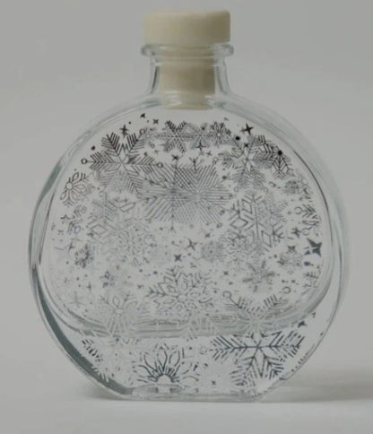 Mazaroma's 4x Pack of Clear Christmas Snowflakes Design Circle Reed Diffuser Bottles - MAZAROMA