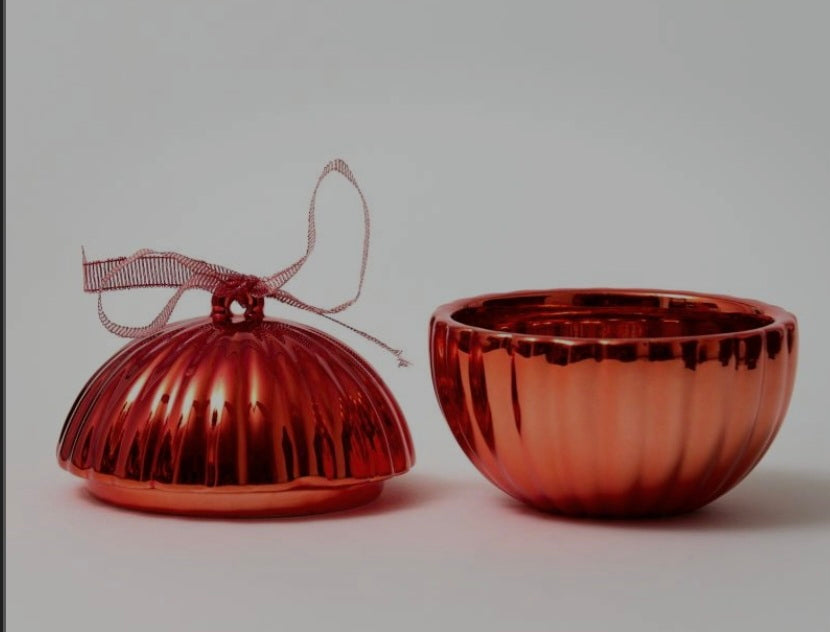 Mazaroma's Red Christmas Bauble Ornament / Candle Holder with Removable Lid - MAZAROMA
